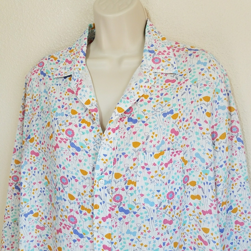 Frank & Eileen EILEEN Multi Color Print Classic Top - Picture 3 of 10